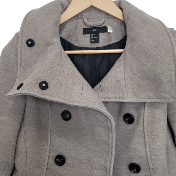 H&M Pea Coat Beige Tan Fall Winter Size 4 - Picture 8 of 9